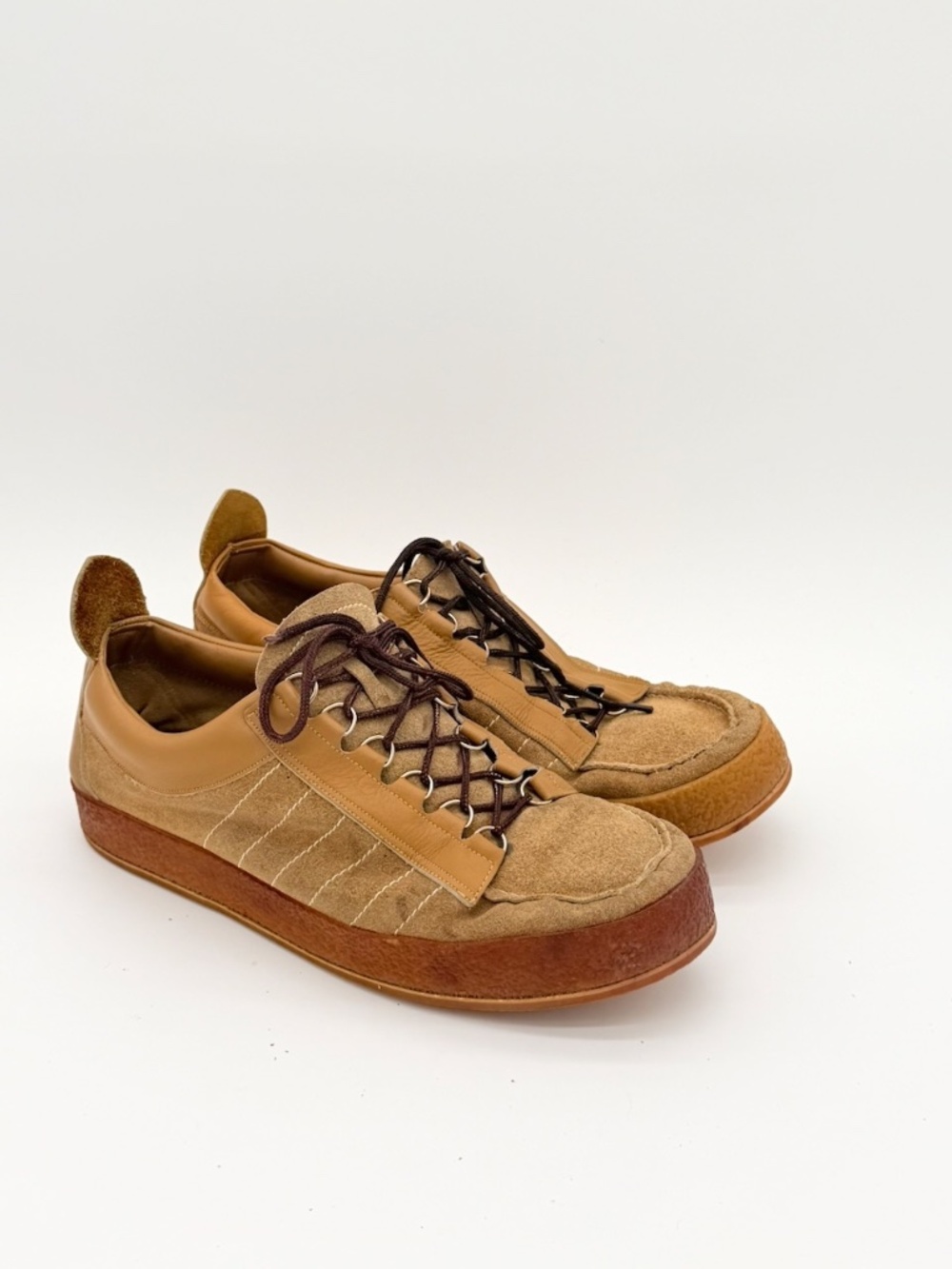 VTG 70s Dunham Tyrolean Shoes Mens 11.5 M Brown Suede Crepe Sole Low Hiking 6532